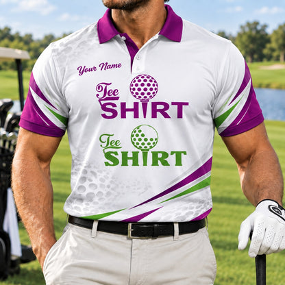 Tee Shirt Golf Typography Personalized Golf Polo Shirt Front View