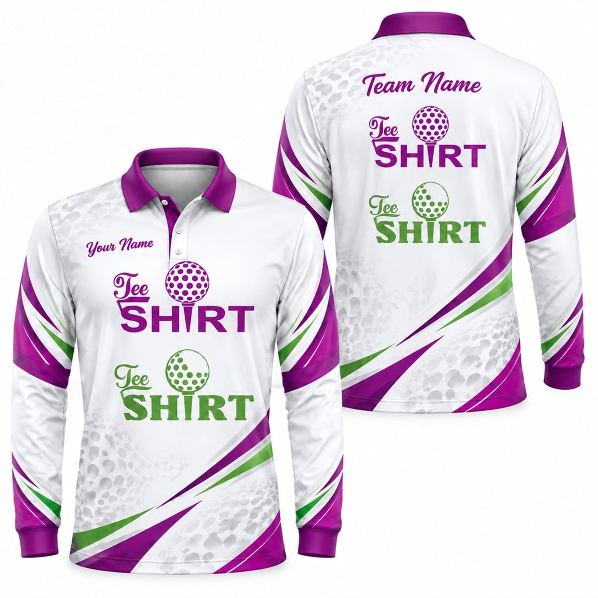 Tee Shirt Golf Typography Personalized Golf Polo Shirt Long Sleeve Polo