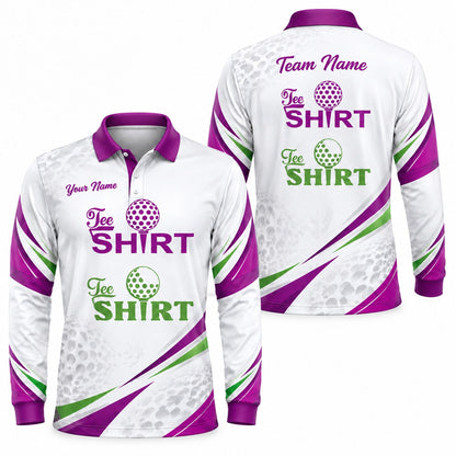 Tee Shirt Golf Typography Personalized Golf Polo Shirt Long Sleeve Polo