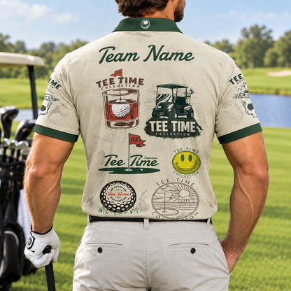 Tee Time Collection Pattern Custom Golf Polo Shirt Back View