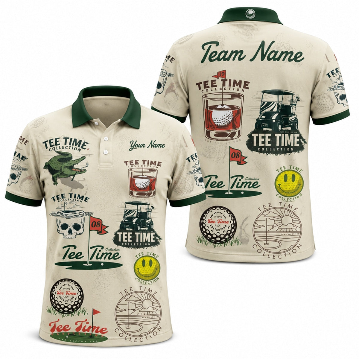 Tee Time Collection Pattern Custom Golf Polo Shirt