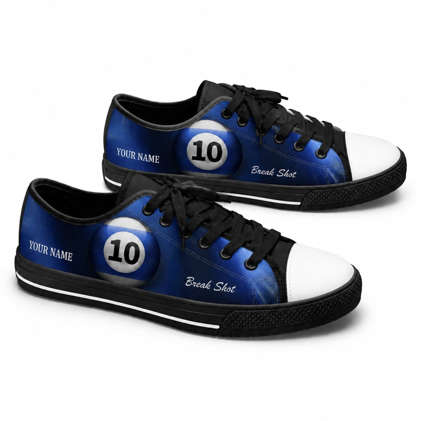 Ten Ball Billiards Design Graphic Personalized Low Top Shoes Black Shoes