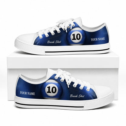 Ten Ball Billiards Design Graphic Personalized Low Top Shoes Box White