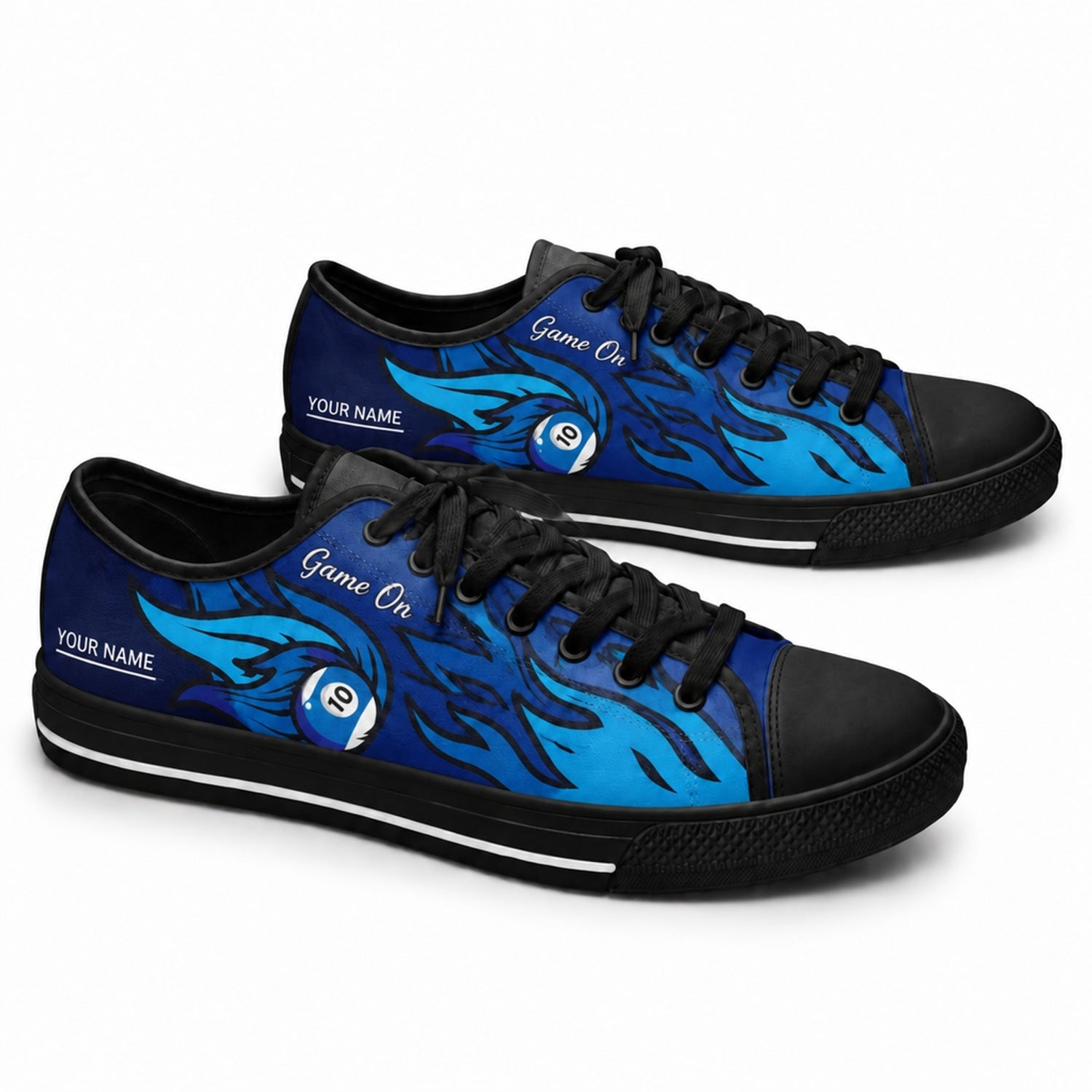 Ten Ball Pool Design Graphic Personalized Low Top Shoes Black Shoes