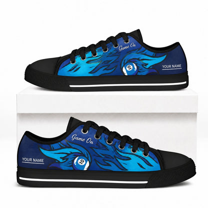 Ten Ball Pool Design Graphic Personalized Low Top Shoes Box Black