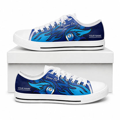 Ten Ball Pool Design Graphic Personalized Low Top Shoes Box White
