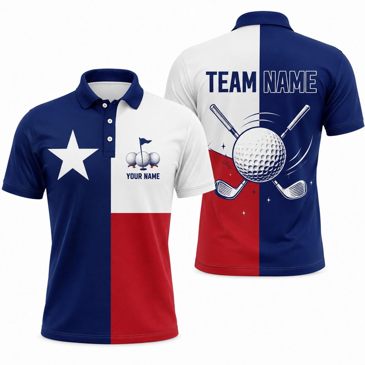 Texas Golf Ball And Clubs Custom Golf Polo Shirt