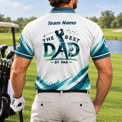 The Best Dad By Par Graphic Personalized Golf Polo Shirt Back View