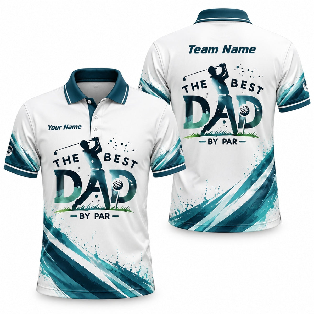 The Best Dad By Par Graphic Personalized Golf Polo Shirt