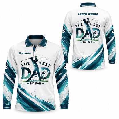 The Best Dad By Par Graphic Personalized Golf Polo Shirt Long Sleeve Polo