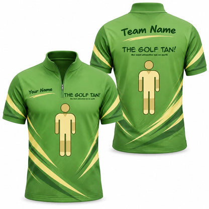 The Golf Tan Typography Personalized Golf Polo Shirt Jersey Zip 1 4 Collar