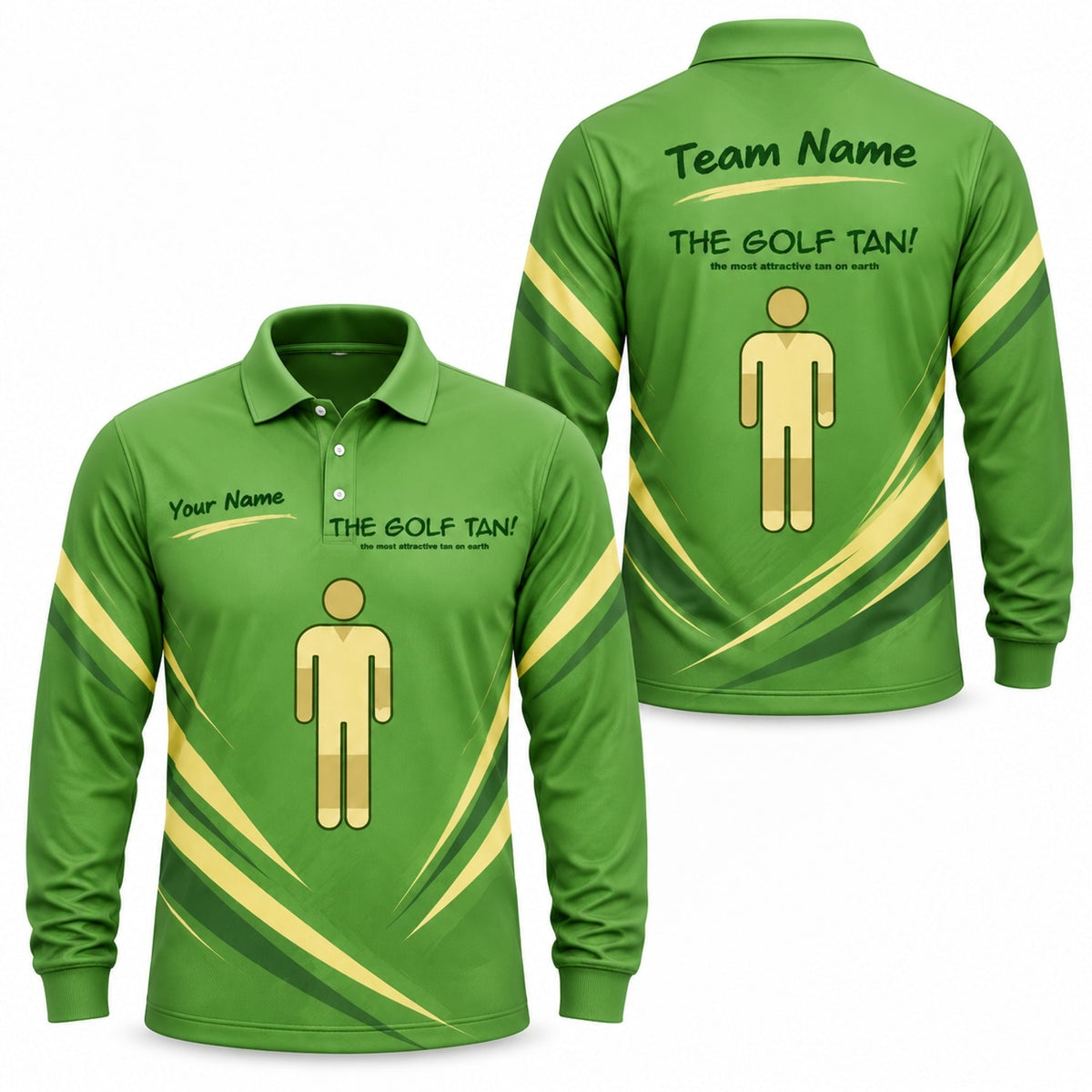 The Golf Tan Typography Personalized Golf Polo Shirt Long Sleeve Polo