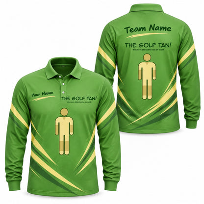 The Golf Tan Typography Personalized Golf Polo Shirt Long Sleeve Polo