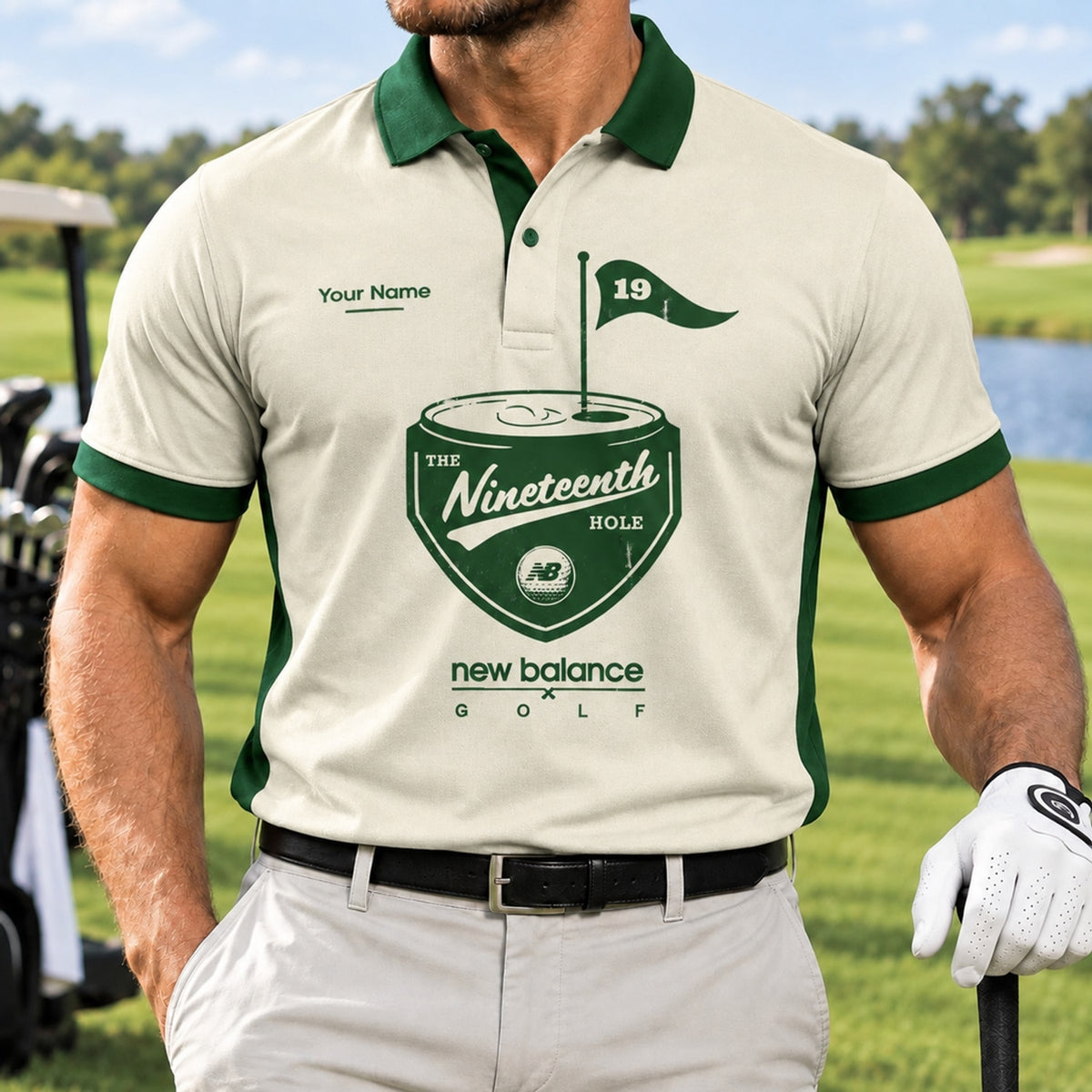 The Nineteenth Hole Personalized Golf Polo Shirt Front View