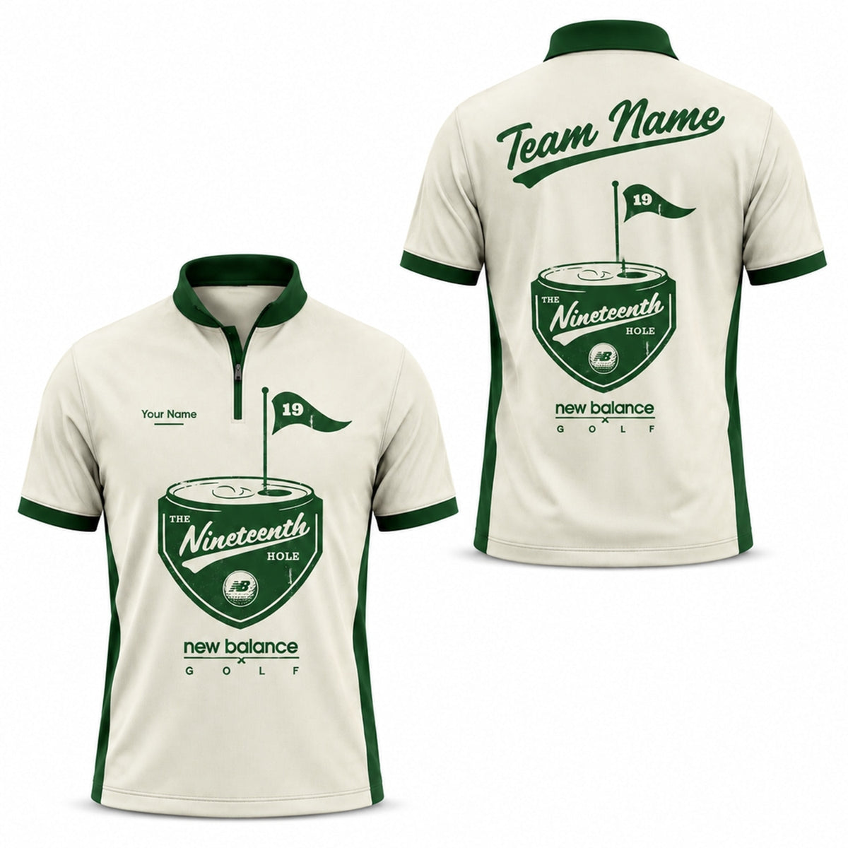 The Nineteenth Hole Personalized Golf Polo Shirt Jersey Zip 1 4 Collar