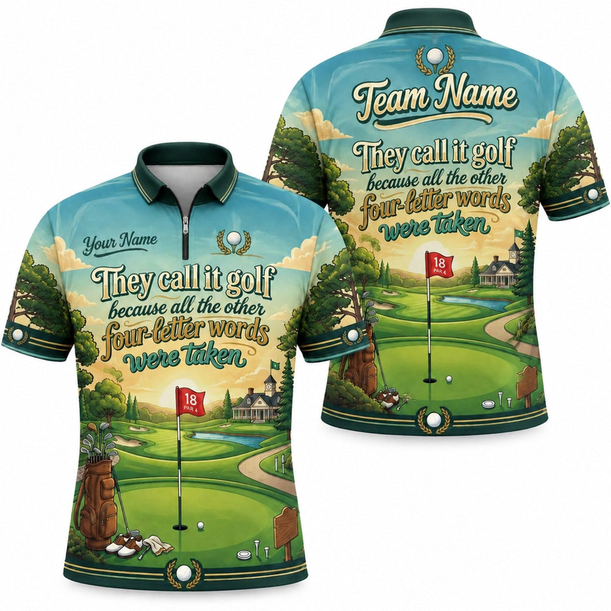 They Call It Golf Golf Humor Personalized Golf Polo Shirt Jersey Zip 1 4 Collar