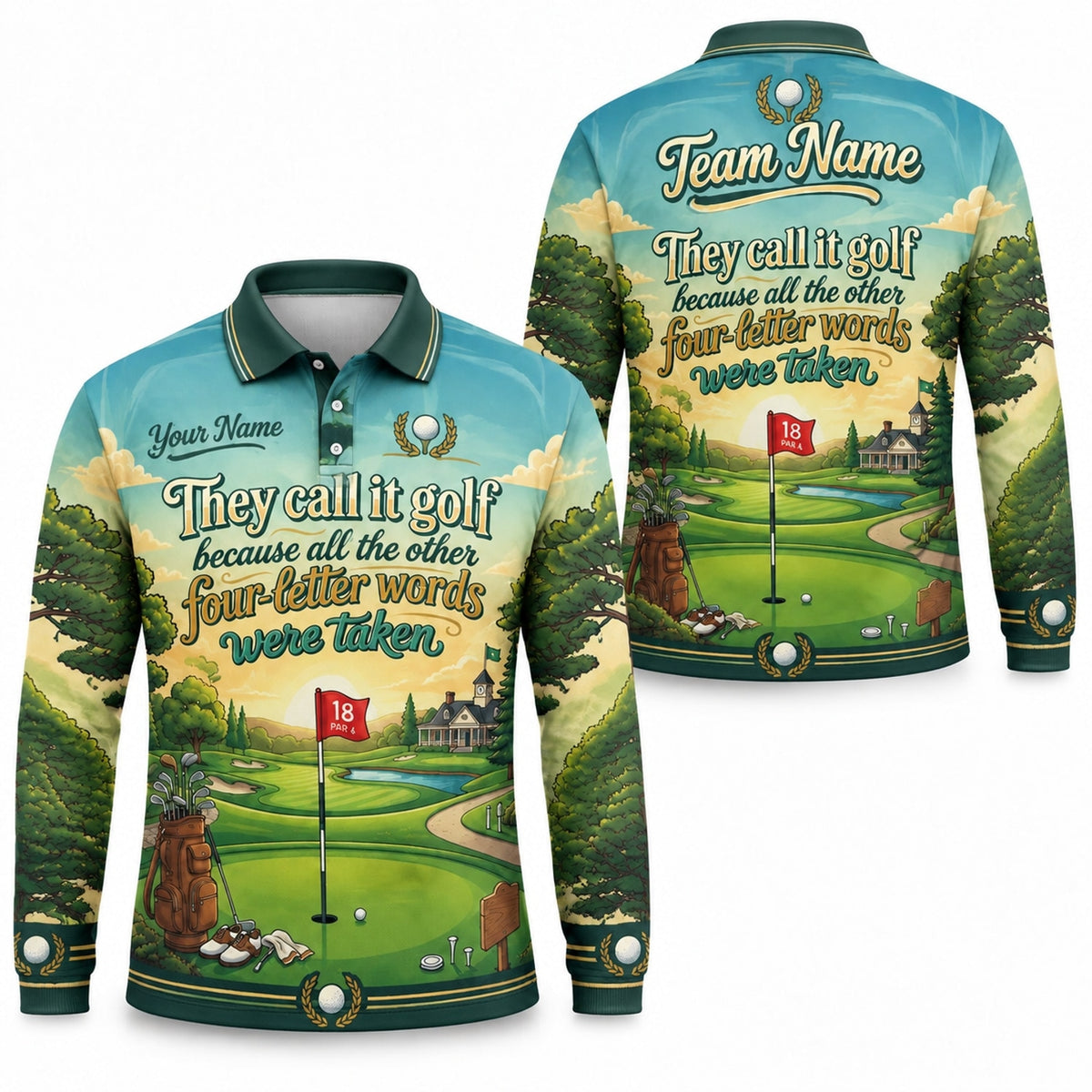 They Call It Golf Golf Humor Personalized Golf Polo Shirt Long Sleeve Polo