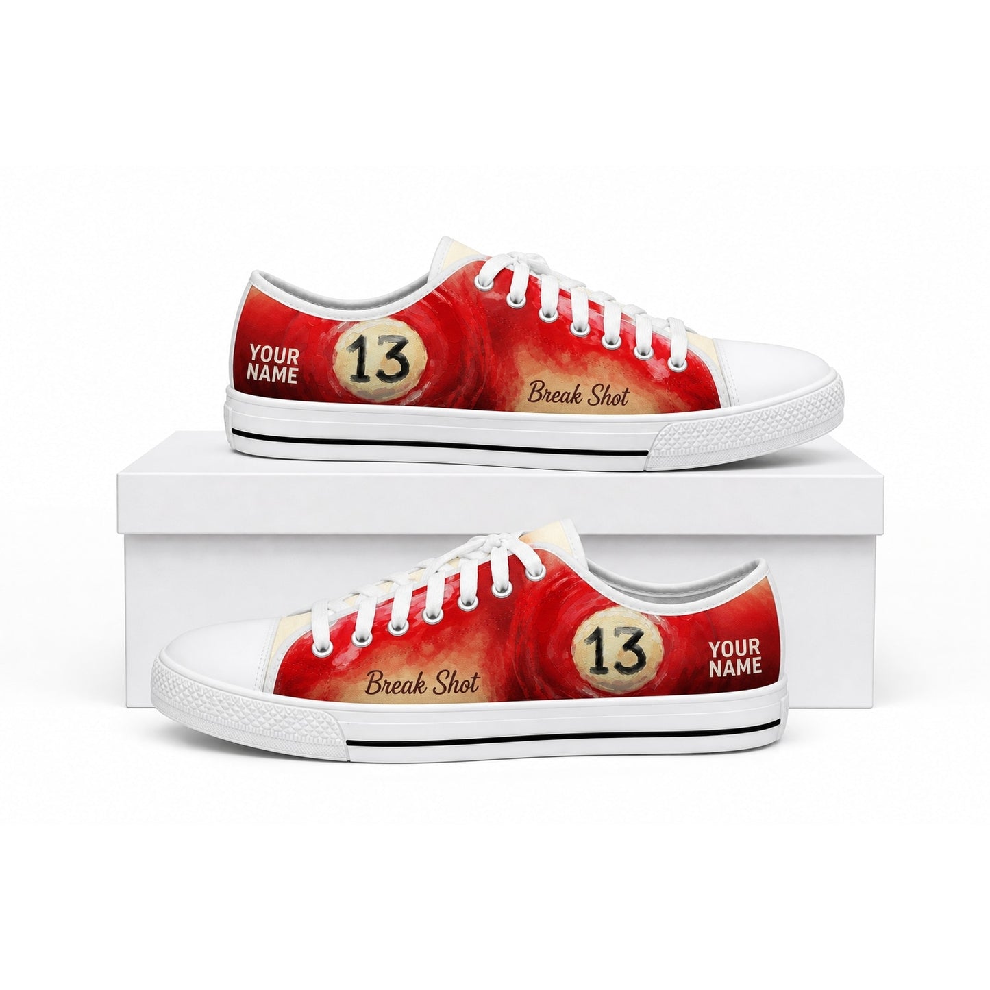 Thirteen Ball Pool Vintage Personalized Low Top Shoes Box Black