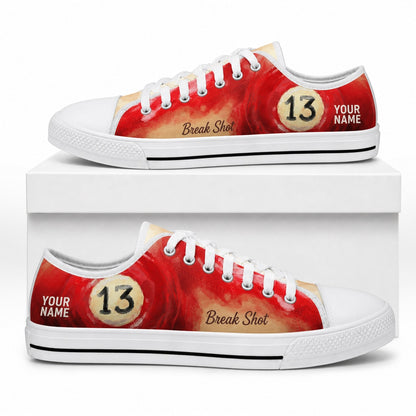 Thirteen Ball Pool Vintage Personalized Low Top Shoes Box White