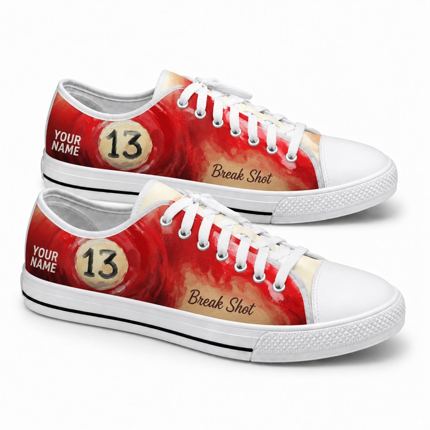 Thirteen Ball Pool Vintage Personalized Low Top Shoes