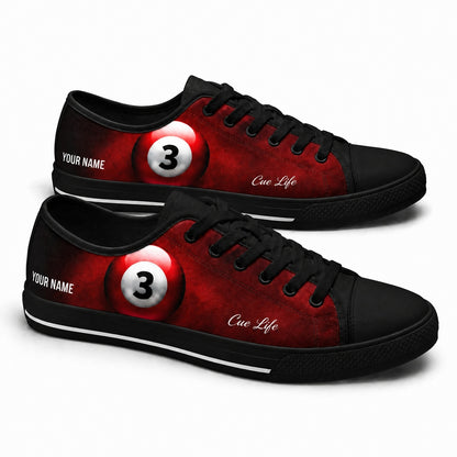 Three Ball Pool Graphic Personalized Low Top Shoes Black Shoes