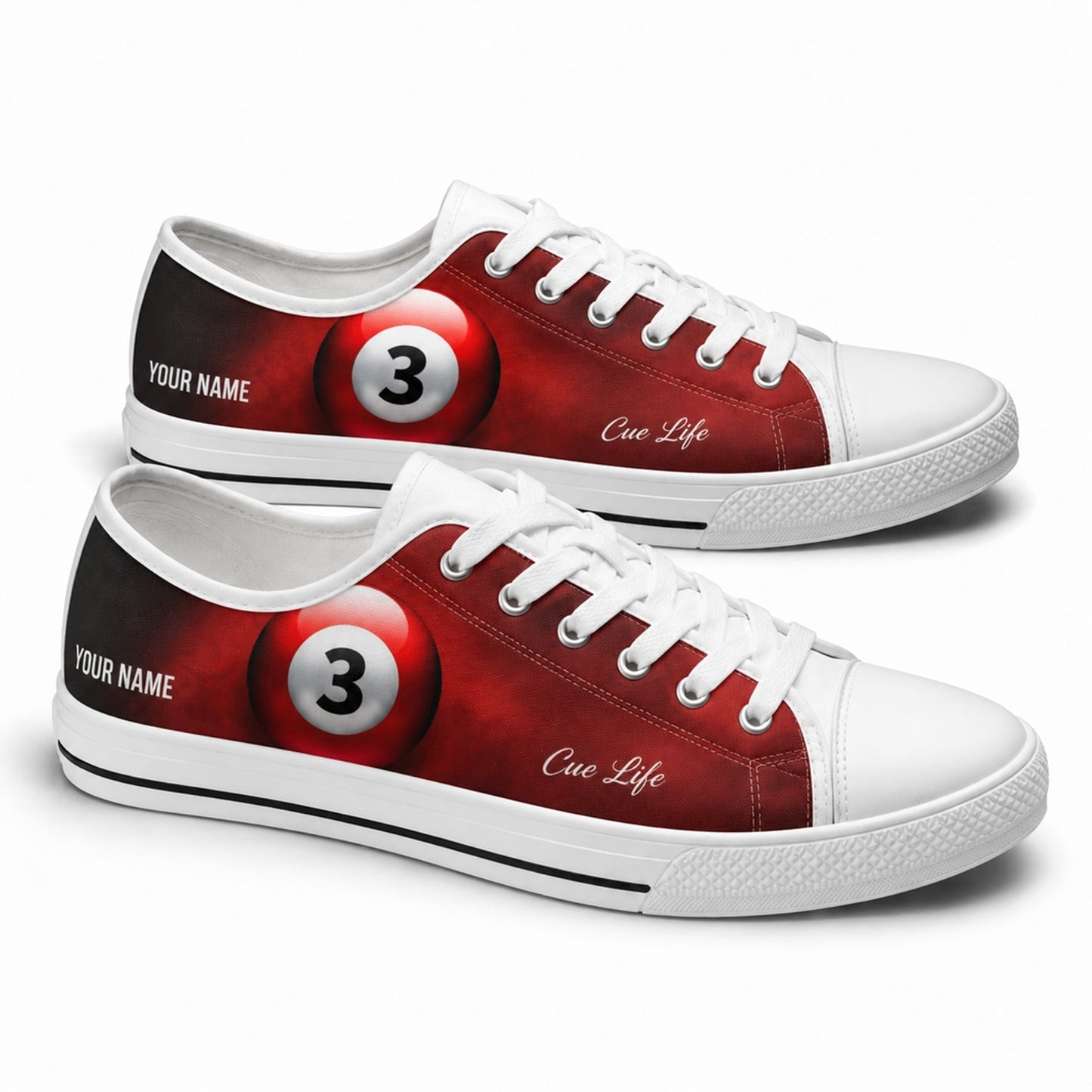 Three Ball Pool Graphic Personalized Low Top Shoes