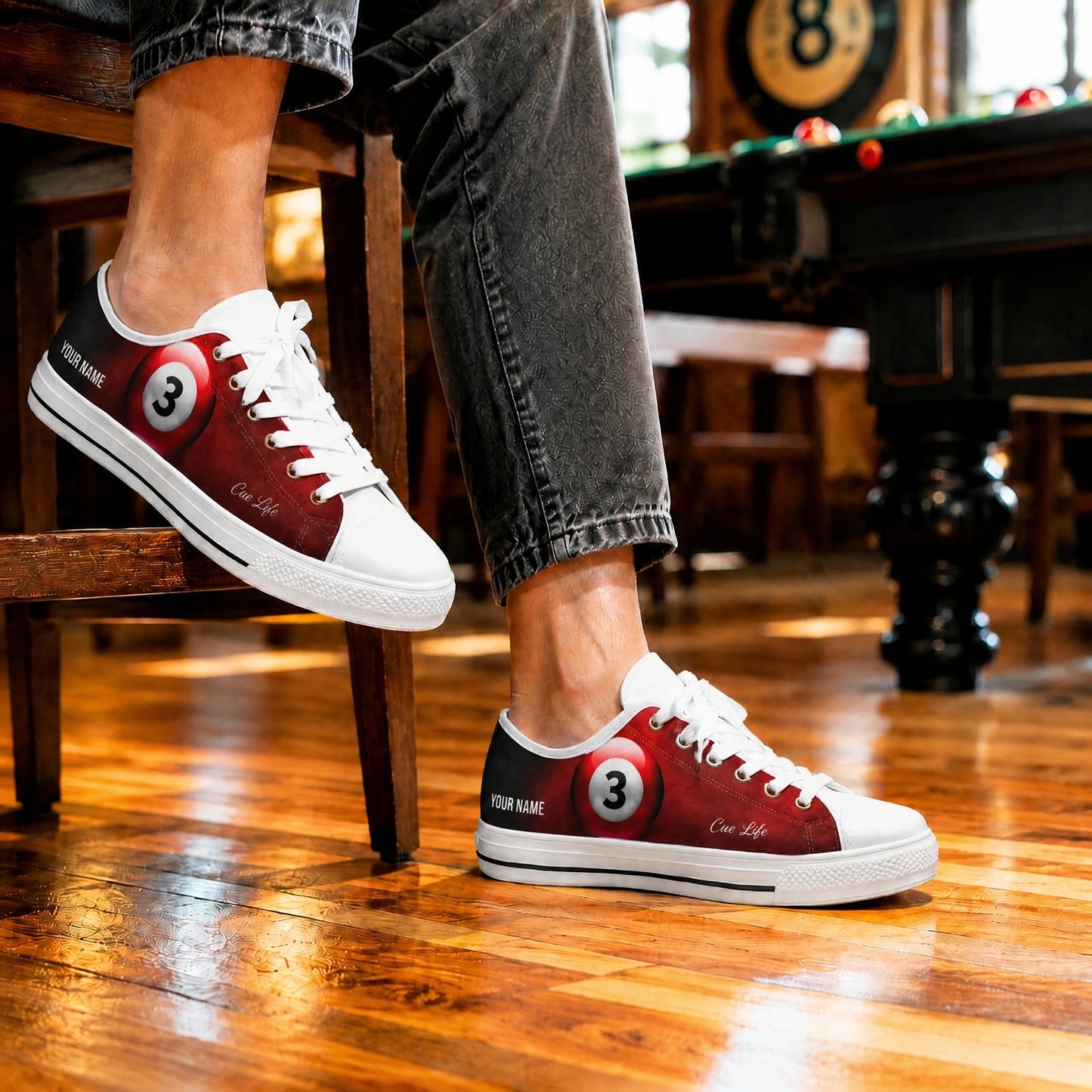 Three Ball Pool Graphic Personalized Low Top Shoes Life Style