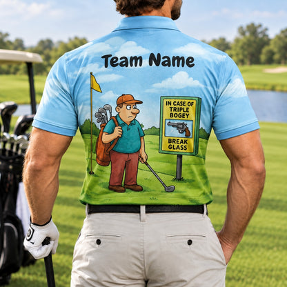 Triple Bogey Cartoon Personalized Golf Polo Shirt Back View