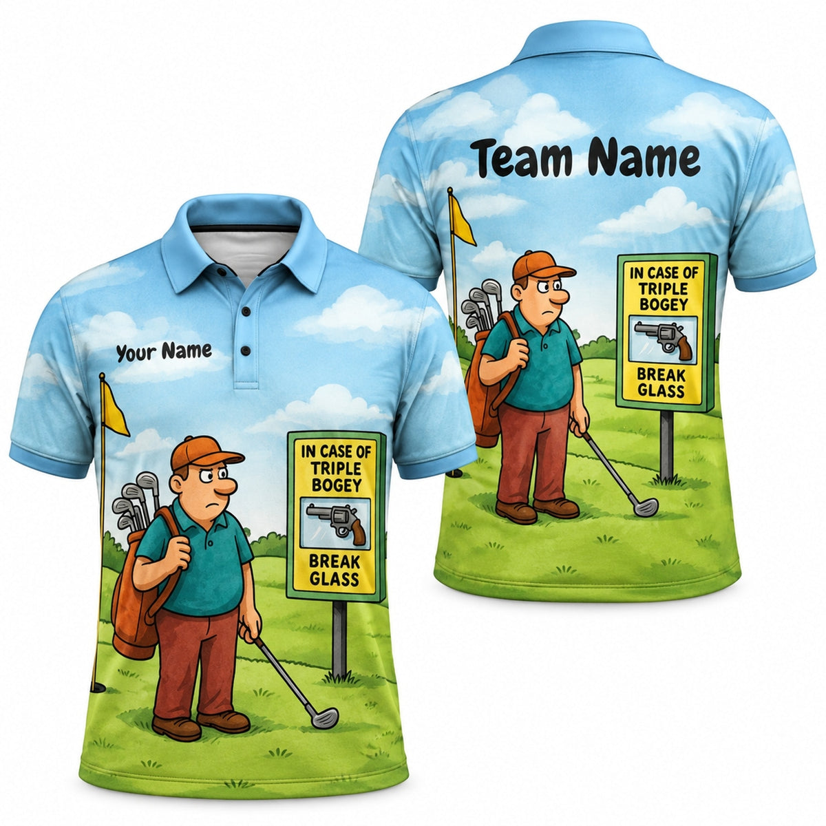 Triple Bogey Cartoon Personalized Golf Polo Shirt