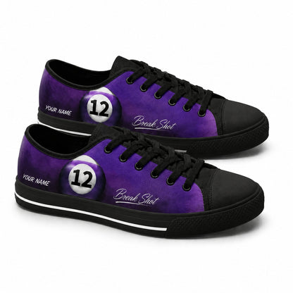 Twelve Ball Break Shot Graphic Custom Low Top Shoes Black Shoes