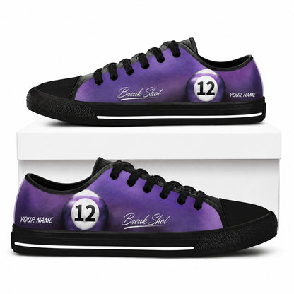 Twelve Ball Break Shot Graphic Custom Low Top Shoes Box Black