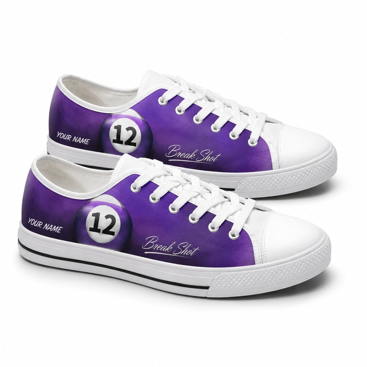 Twelve Ball Break Shot Graphic Custom Low Top Shoes