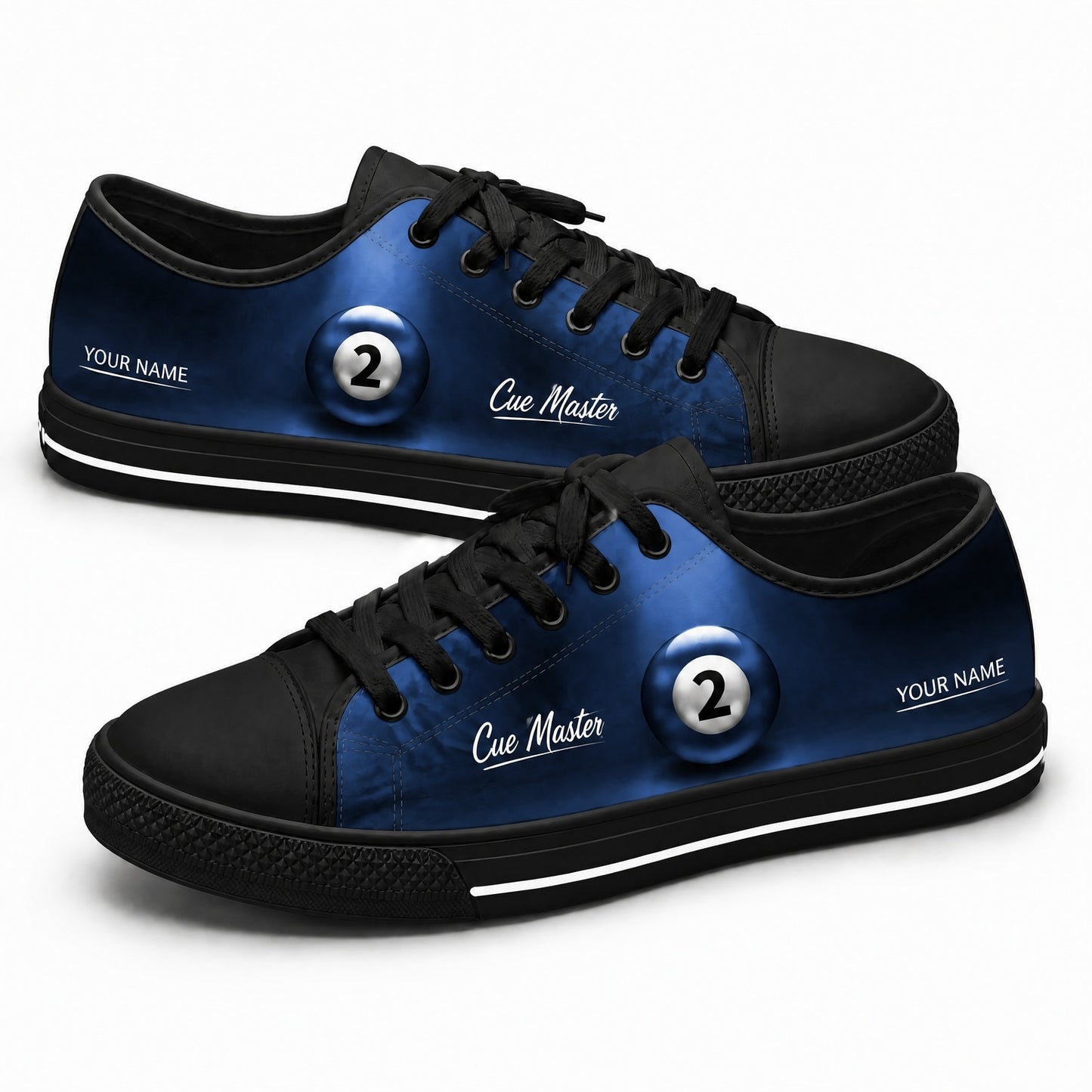 Two Ball Billiards Graphic Custom Low Top Shoes Black Shoes