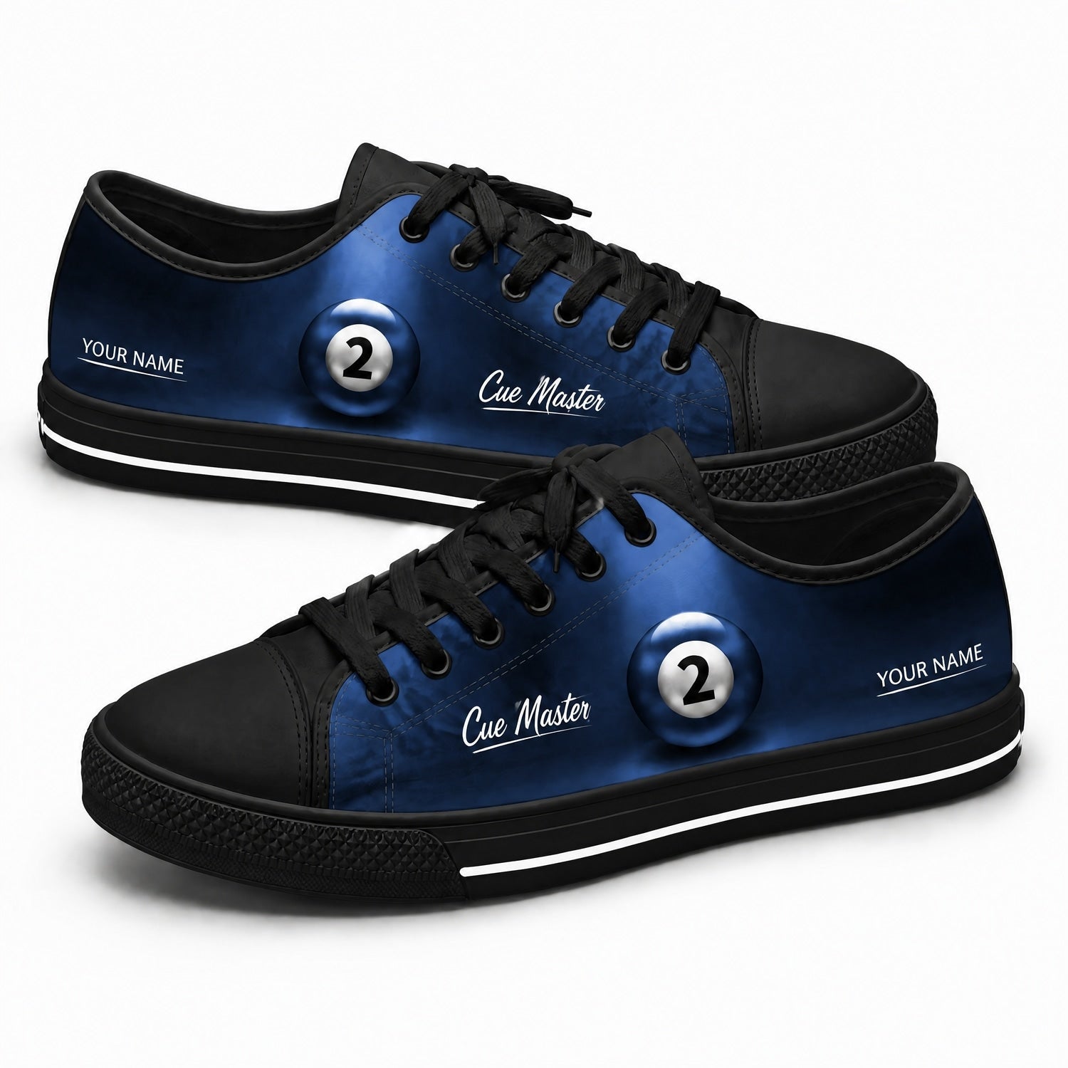 Two Ball Billiards Graphic Custom Low Top Shoes Black Shoes