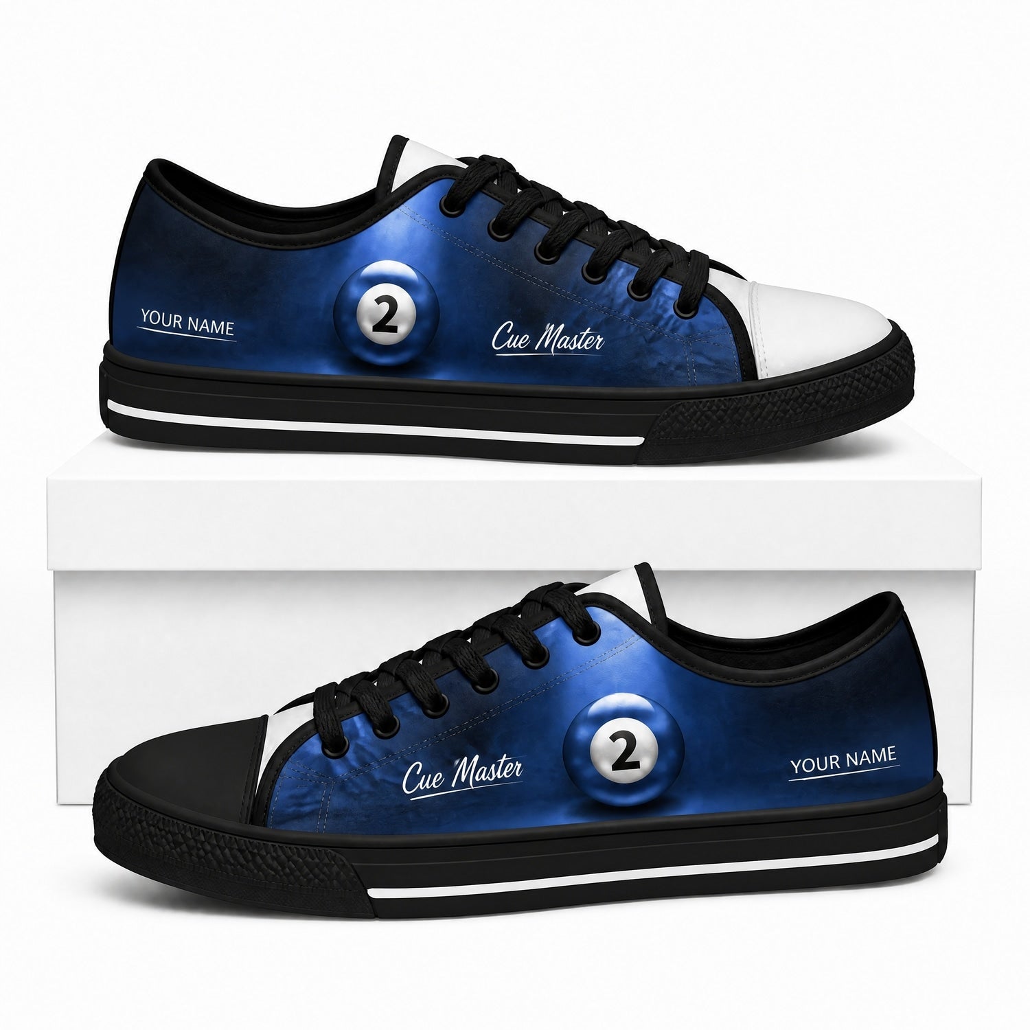 Two Ball Billiards Graphic Custom Low Top Shoes Box Black