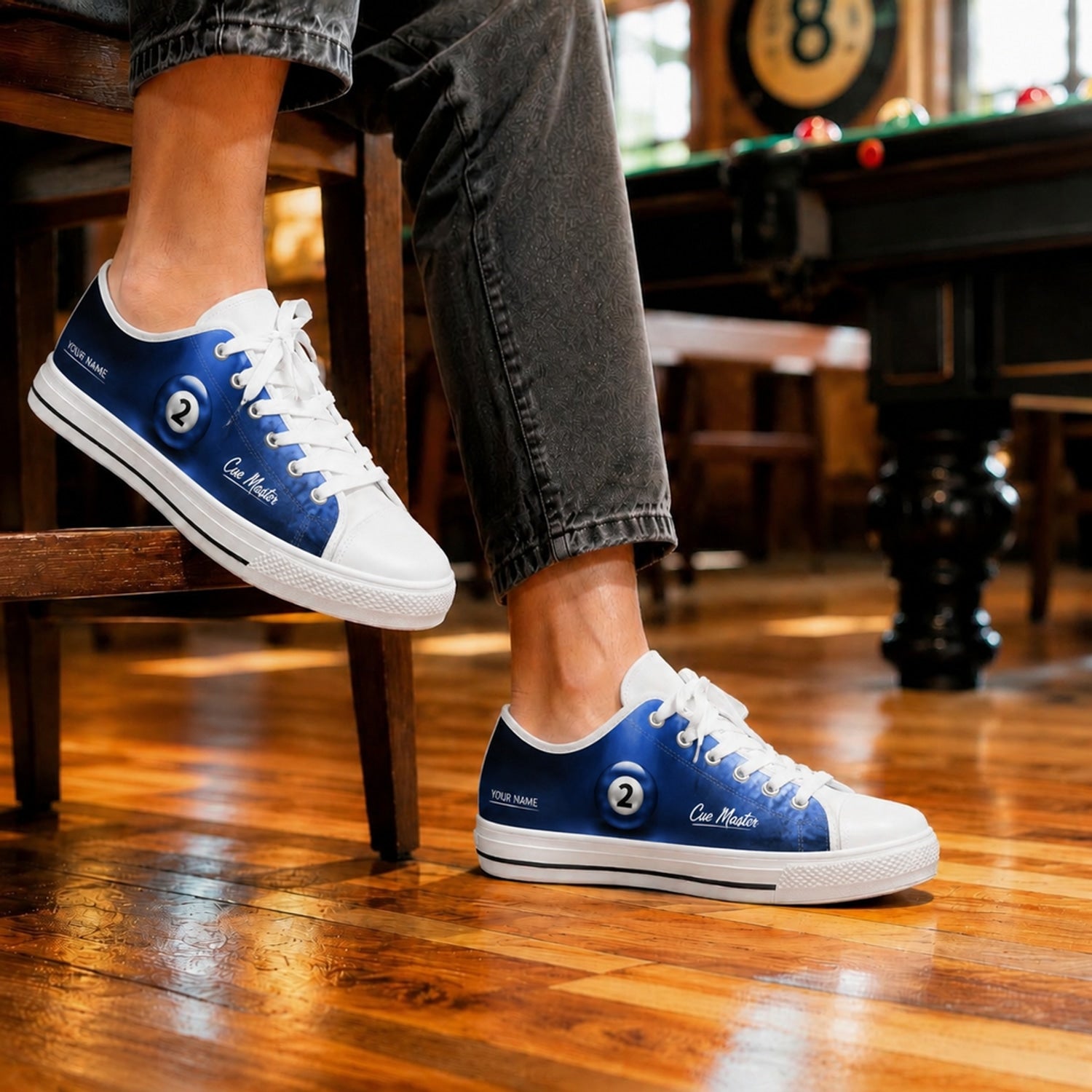 Two Ball Billiards Graphic Custom Low Top Shoes Life Style