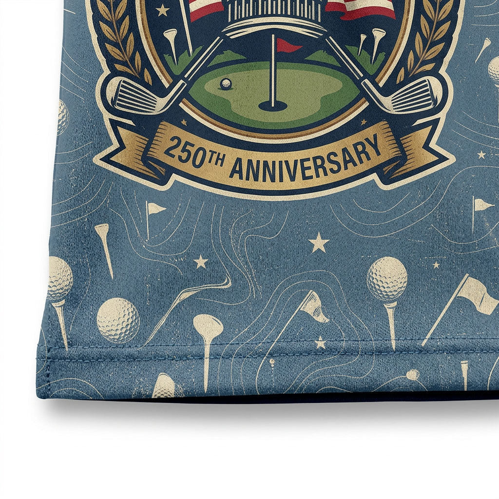 Detailed closeup of the Capitol building emblem and commemorative 1776-2026 embroidery