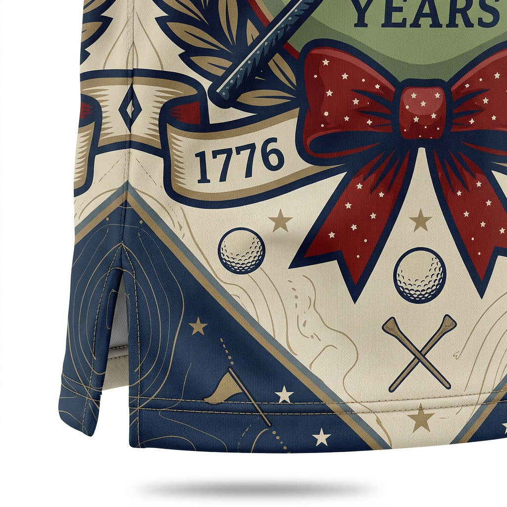 Detailed closeup of the commemorative 250 embroidery and fabric texture