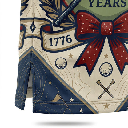 Detailed closeup of the commemorative 250 embroidery and fabric texture