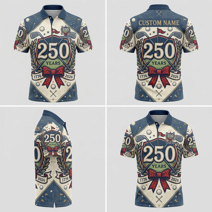 Multi-angle view of the USA 250th anniversary golf polo for men