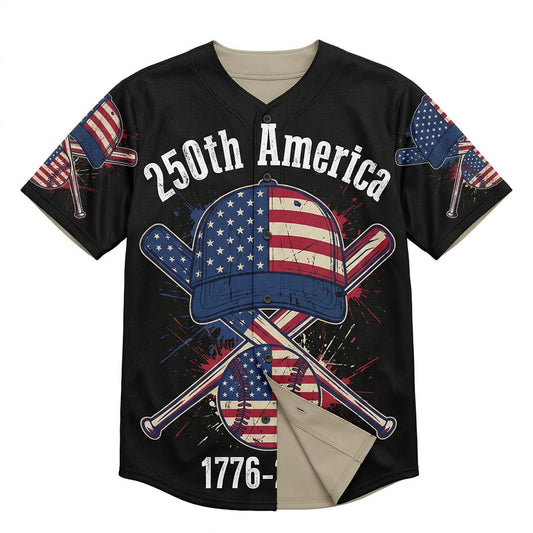 Isolated Front View Of The Patriotic 1776-2026 American 250th Anniversary Baseball Cap Shirt