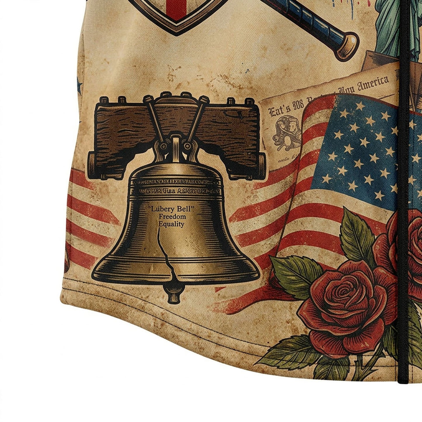 Close-Up Detail Of The Heritage Liberty Bell Graphic On The 250th Anniversary Baseball Jersey