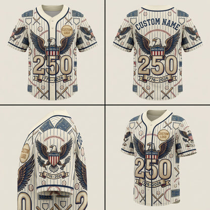 Product grid displaying multi-angle views of the 250th anniversary USA baseball jersey