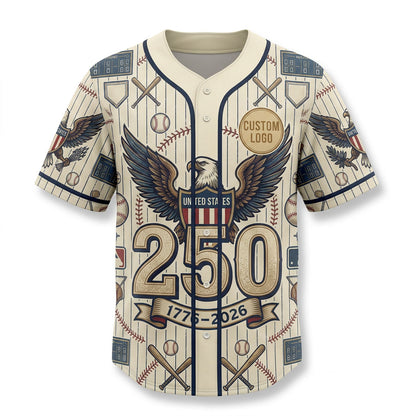 Flatlay view of the USA 250th anniversary commemorative baseball jersey