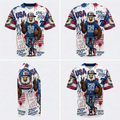 Collage Showing Design Perspectives Of The USA 250th Anniversary Basketball-Inspired Liberty Jersey