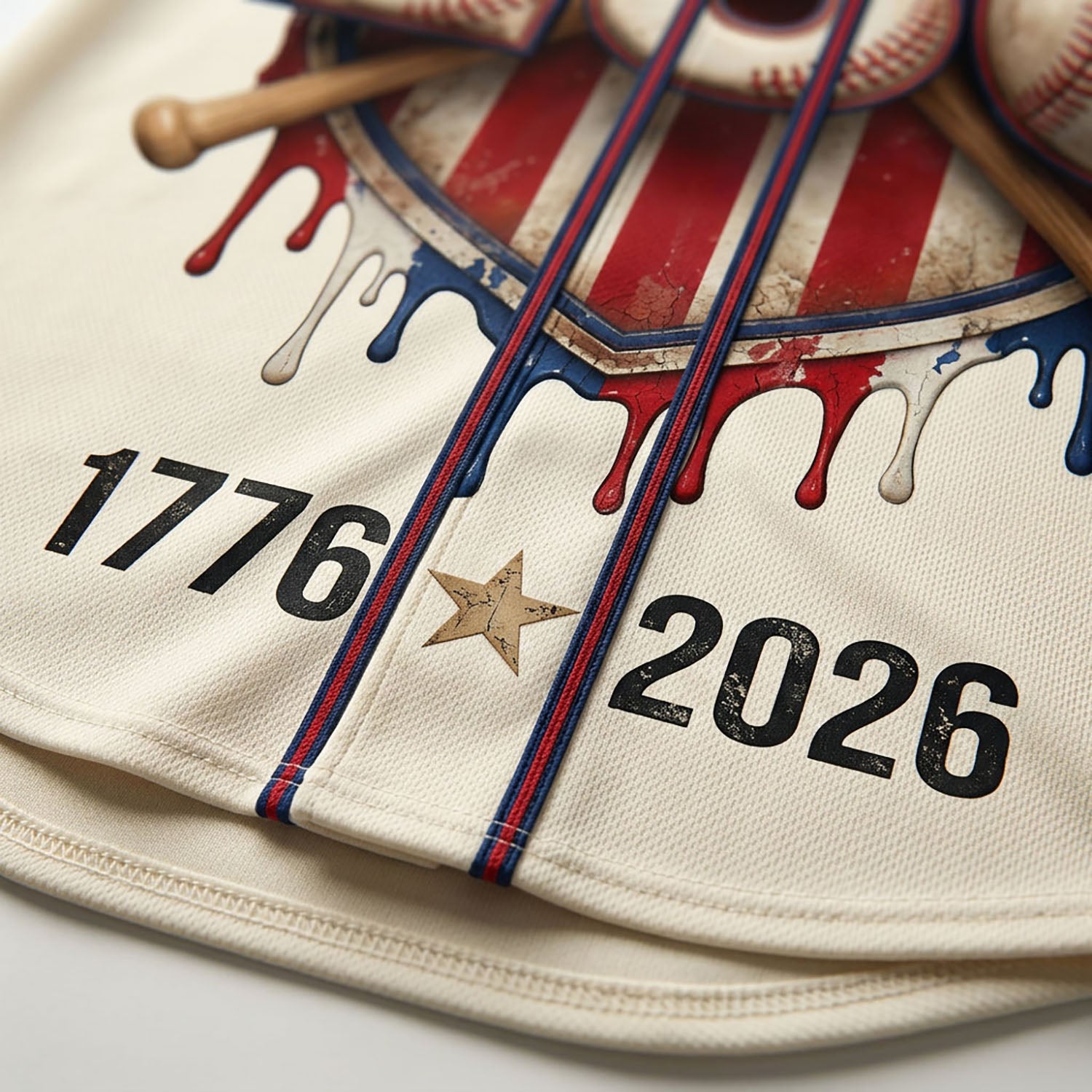 Close-Up Detail Of High-Quality Stitching On The 250th Anniversary Basketball-Inspired Shield Jersey