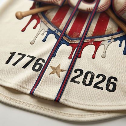 Close-Up Detail Of High-Quality Stitching On The 250th Anniversary Basketball-Inspired Shield Jersey