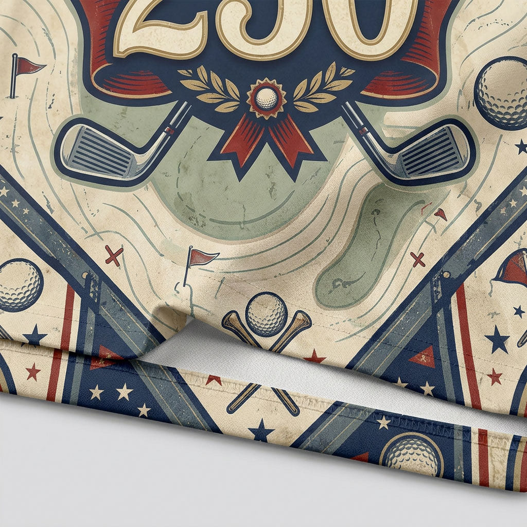 Close-up of 250th anniversary heritage logo and topographic map design