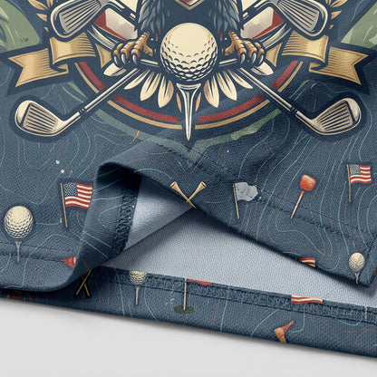 Close-up of 250th America golf edition eagle emblem and patriotic patterns
