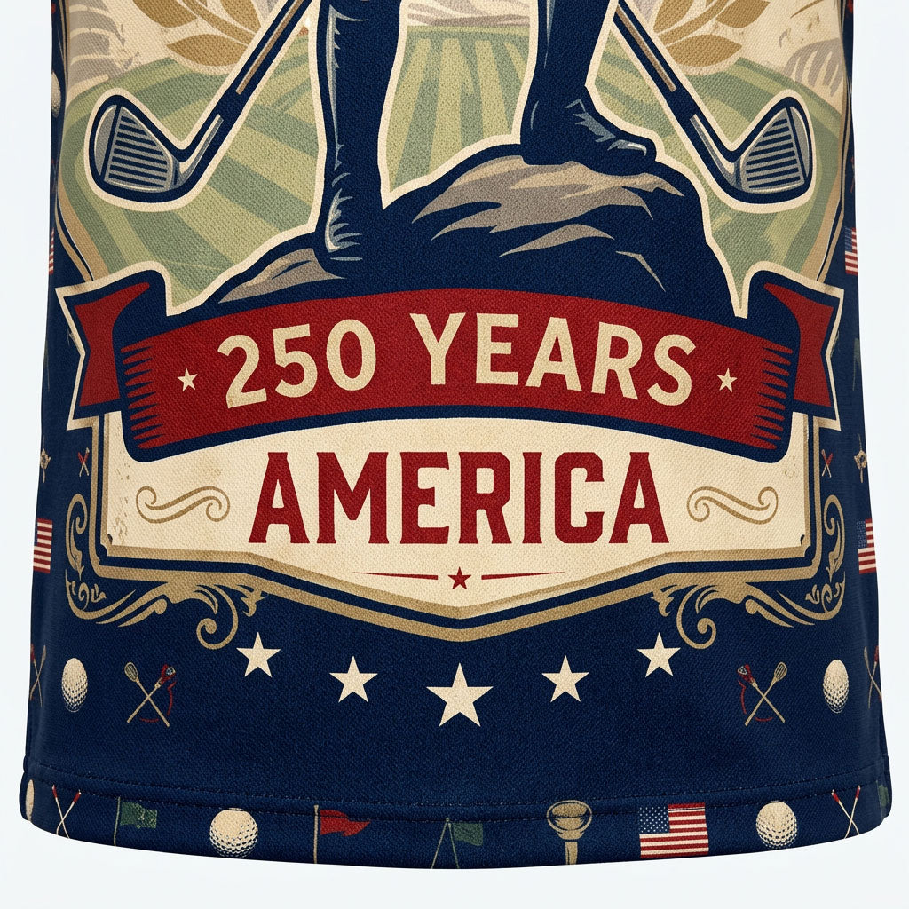 Close-up of revolutionary patriot emblem and 1776-2026 design